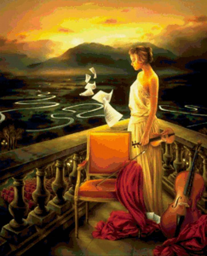 Вдохновение - женский образ, девушка, женщина, скрипка - предпросмотр