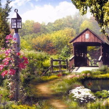 Схема вышивки «Мостик в парке»