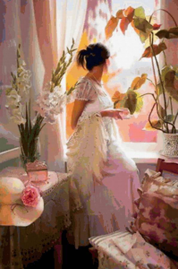 У окна - женщина, девушка, женский образ - предпросмотр