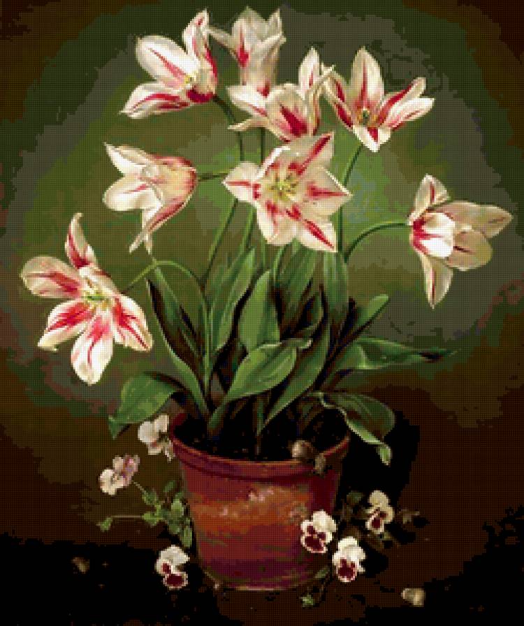 Лилии - фиалка, букет, лилия, цветы, натюрморт - предпросмотр