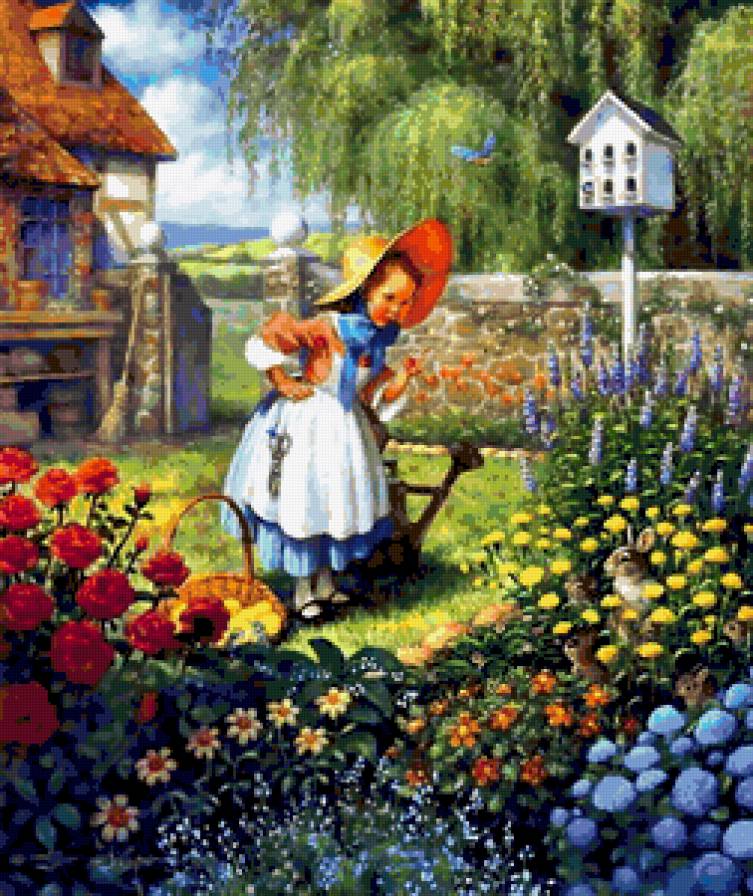 №404202 - цветы, фэнтези, дети, красота женщины, живопись, девушка, картины - предпросмотр