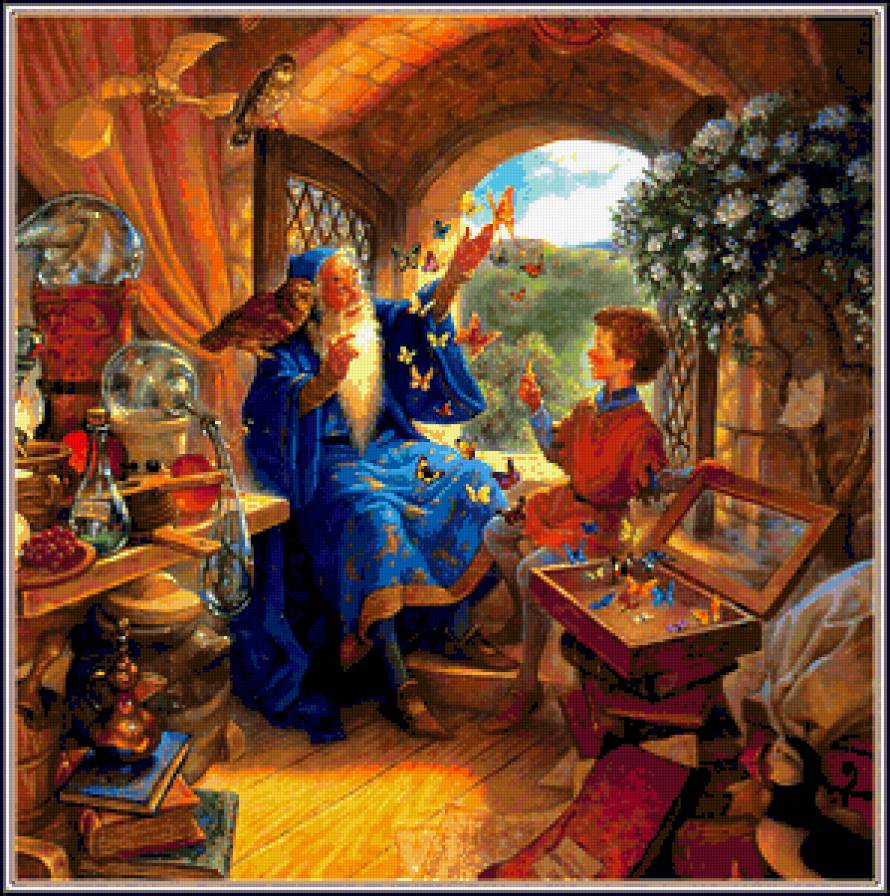 №404205 - картины, красота женщины, девушка, дети, живопись, фэнтези, цветы - предпросмотр