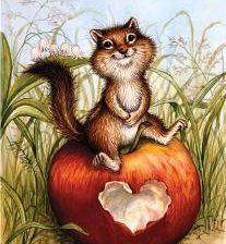 Схема вышивки «Мышка и яблоко»