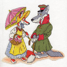 Схема вышивки «волк и лиса»