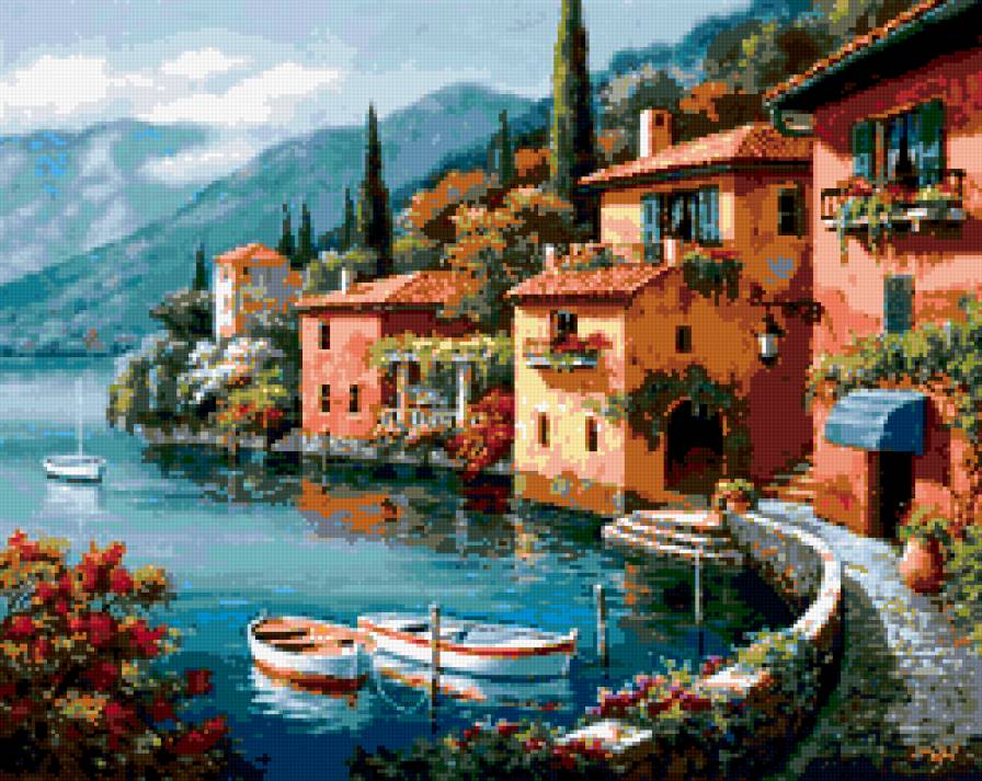 №405166 - берег, лодки, городок - предпросмотр