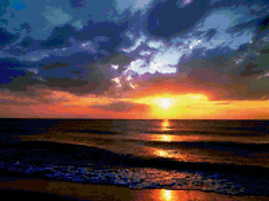 ЗАКАТ НА МОРЕ - волна, закат, море - предпросмотр