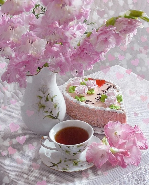 Натюрморт - цветы, натюрморт, чай - оригинал