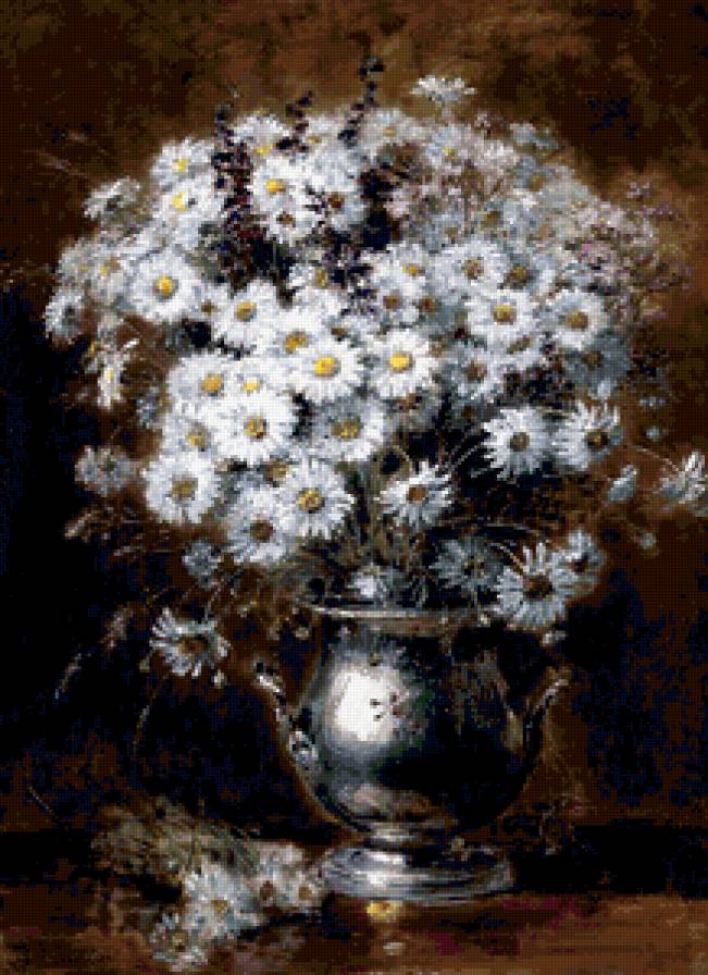 №405824 - живопись, букет, натюрморт, цветы, ромашки - предпросмотр