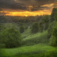 Схема вышивки «небо,закат,лес»