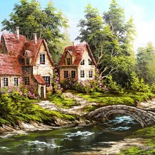 Схема вышивки «Дом у реки»