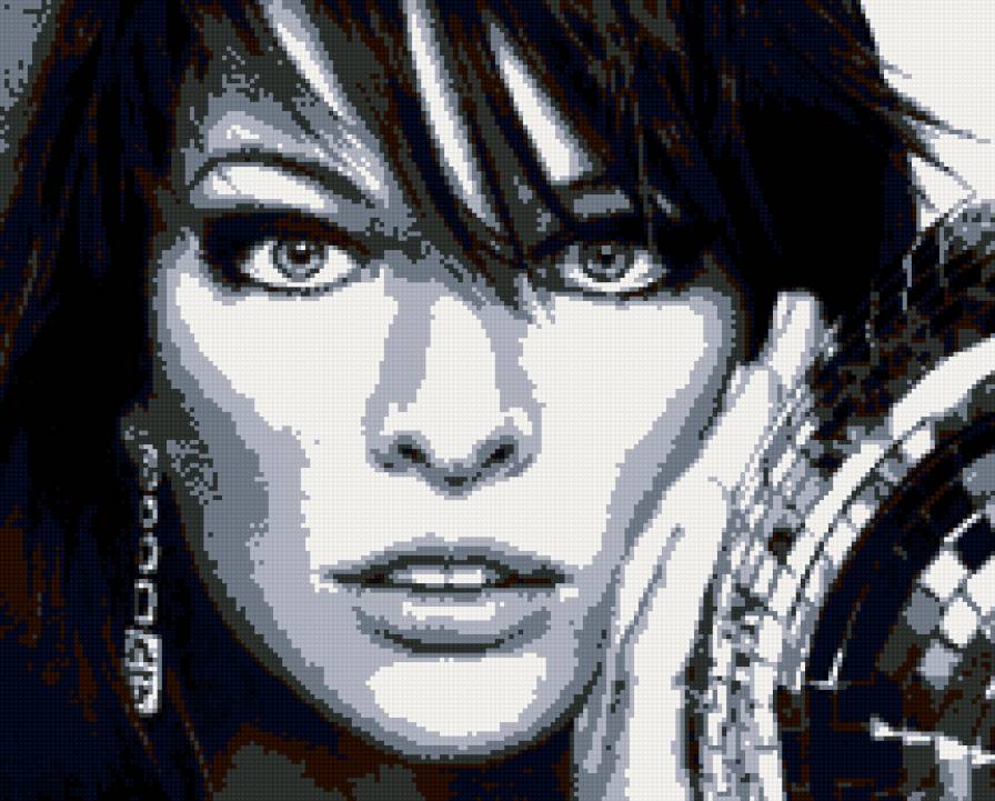 Мила Йовович - женщина, портрет, актриса, черно-белое, знаменитости, взгляд, девушка - предпросмотр