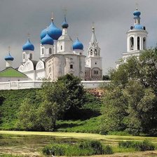 Схема вышивки «храм на берегу речки»