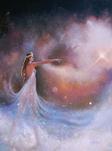 №406744 - люди, портрет, фэнтези, космос, живопись, девушка, волшебство - оригинал