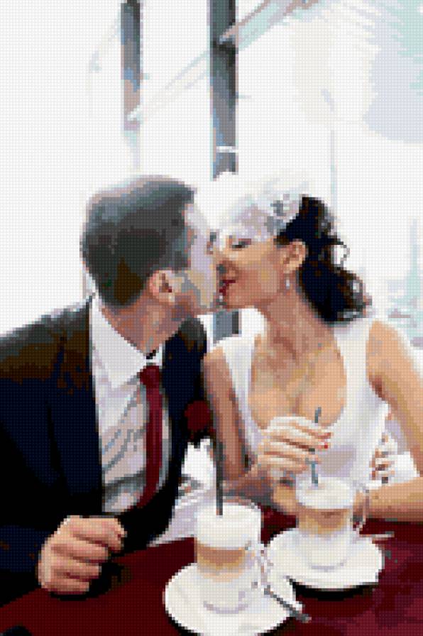 Свадьба - любовь, пара, романтика, свадьба, поцелуй - предпросмотр