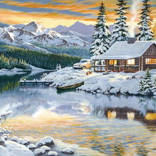 Схема вышивки «зимний пейзаж»