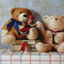 Схема вышивки «Мишки с куклой (художник Д.Анненков)»