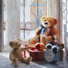 Схема вышивки «Мишки на окне (худ.Д.Анненков)»