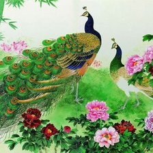 Схема вышивки «Павлины»