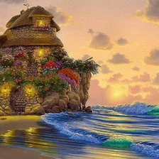 Схема вышивки «Домик на берегу»