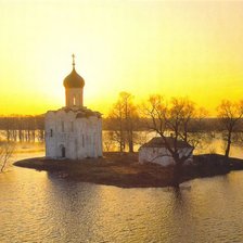 Схема вышивки «часовня на фоне заката»