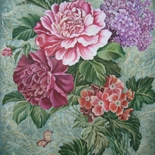 Схема вышивки «пионы»