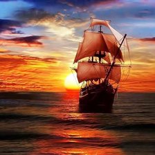 Схема вышивки «Naplemente a tengeren,vitorlással»