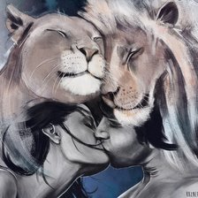 Схема вышивки «Люди-львы.»