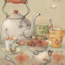 Схема вышивки «забавная посуда»