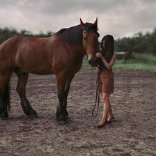 Схема вышивки «девушка с лошадью»