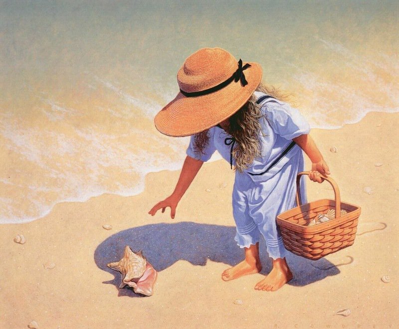 худ.r .cowdrey - море, девочка, ракушка - оригинал