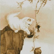 Схема вышивки «котенок с гранатами»