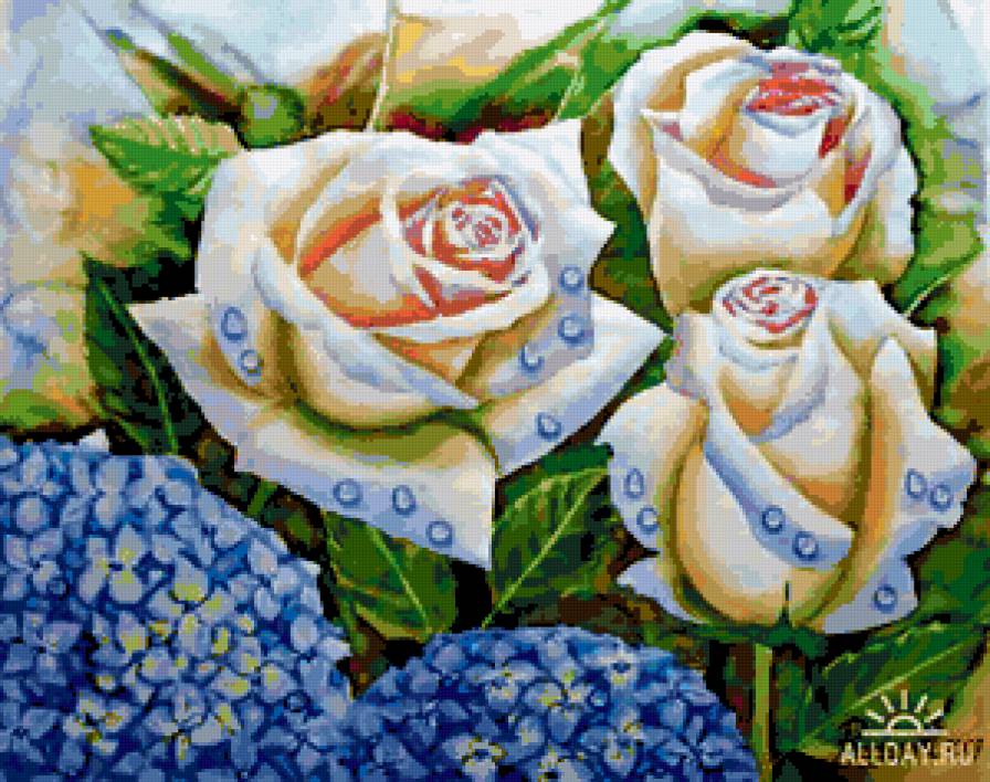 Серия "Букет" - цветы, розы, букет, гортензии - предпросмотр