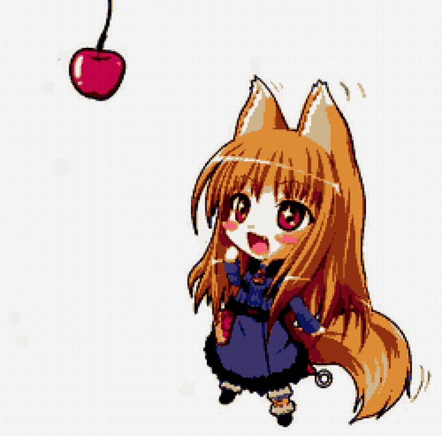 Хоро и яблоко - волчица и пряности, девушка, фурри, аниме, хоро, волчица - предпросмотр