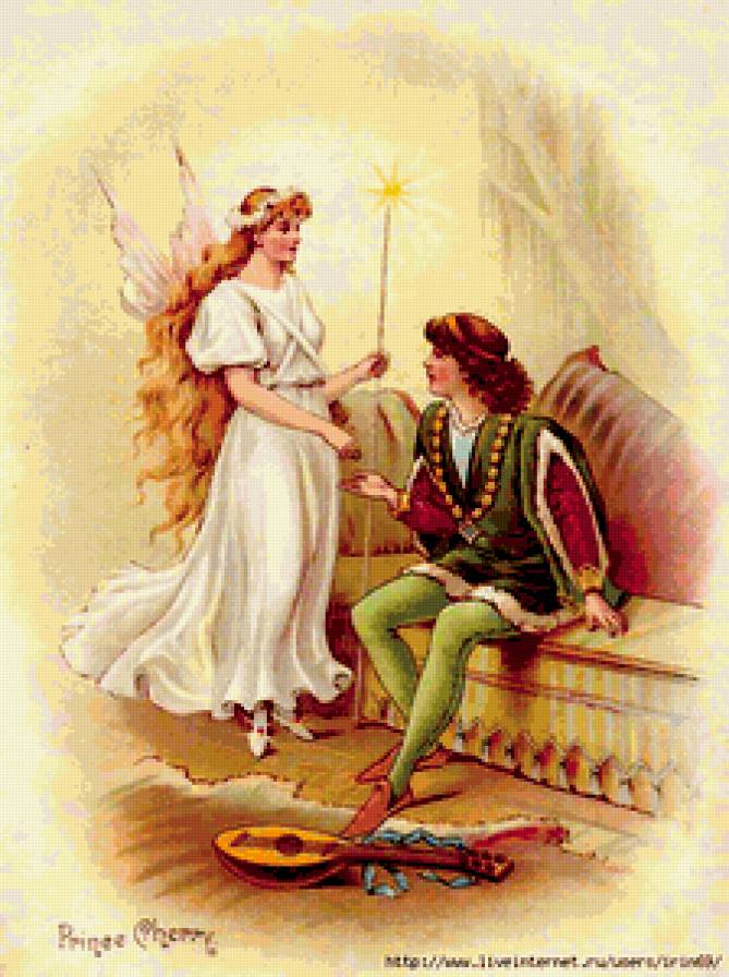 открытка - ангел, винтажная открытка, пара - предпросмотр