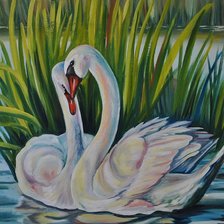 Схема вышивки «лебеди»