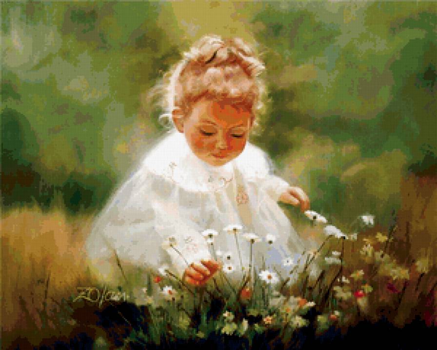 Девочка с ромашками - девочка, дети - предпросмотр