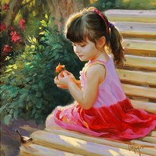 Схема вышивки «Девочка на скамейке»