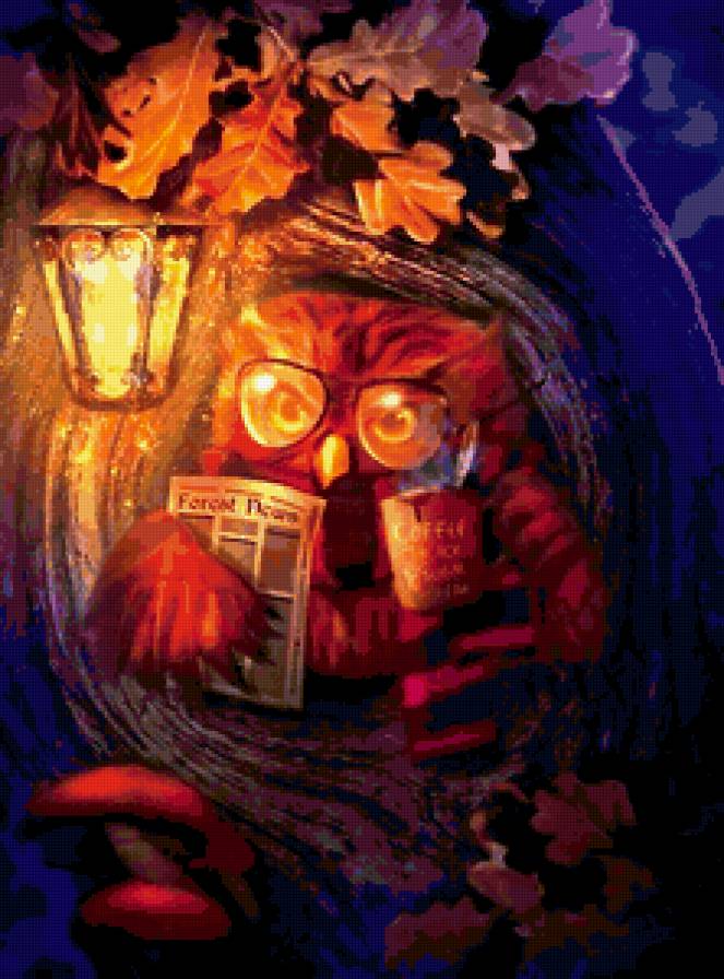 Филин - арт, рисунок - предпросмотр