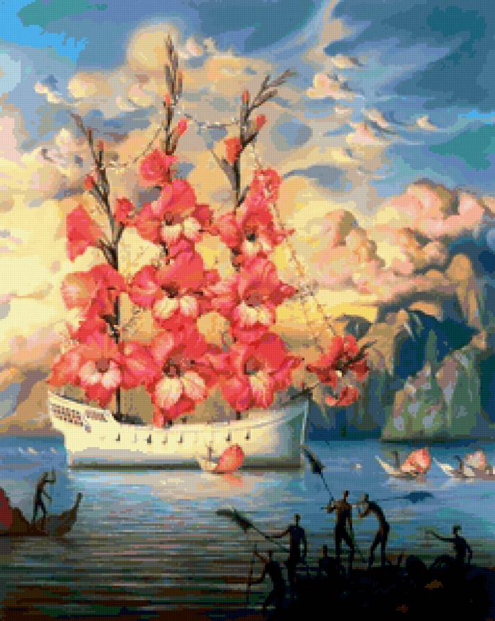 Фрегат - арт, море, рисунок, картина, художник, корабль - предпросмотр