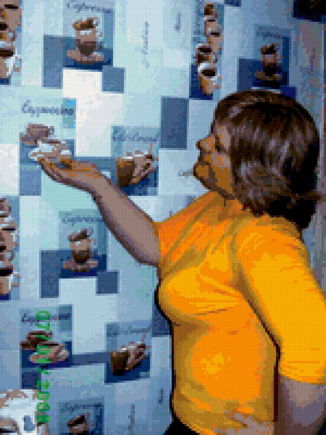 Чашку кофею я тебе бодрящего налью..... - руки, лицо, кофточка, волосы - предпросмотр