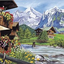 Схема вышивки «горный пейзаж»