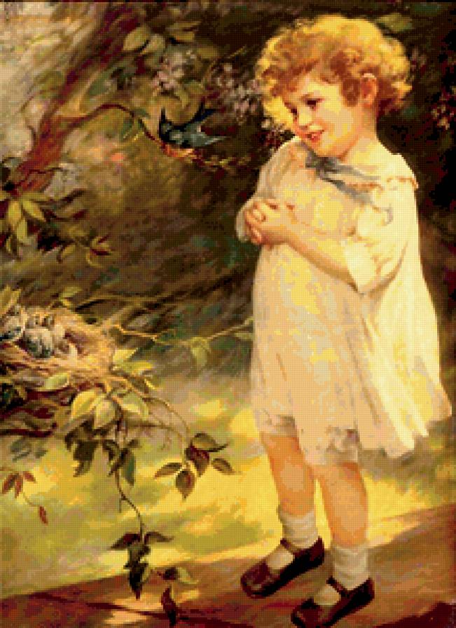 Ласточкино гнездо - девочка, птицы, ласточка, дети - предпросмотр