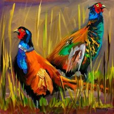 Схема вышивки «фазаны живопись»