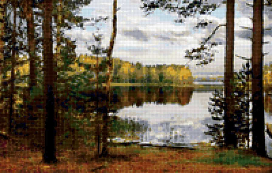 у озера - лес, вода - предпросмотр