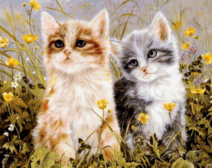 Два котенка - кошка, кот, котенок - предпросмотр