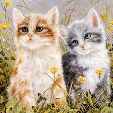 Схема вышивки «Два котенка»