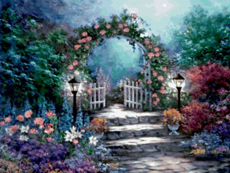 Дивный сад - пейзаж, цветы, сад, парк - предпросмотр