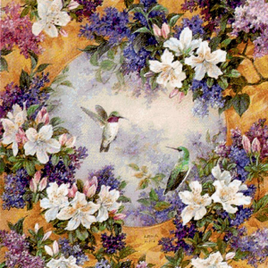 цветы - птицы, розы, цветы, весна - предпросмотр