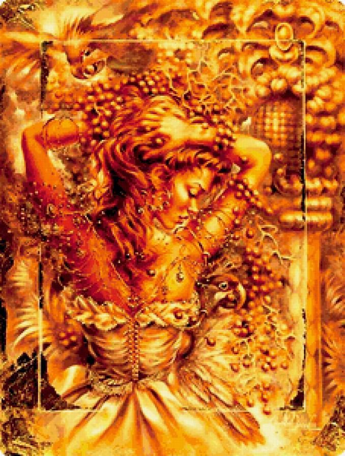 Серия "Абстракция" - золото, коза, профиль, девушка - предпросмотр