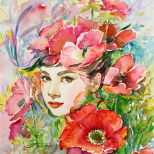 Схема вышивки «Серия "Девушка в цветах"»